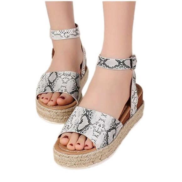 Amazon Shoes - Women's Snake-Print Wedge Sandals, Platform, Size 10